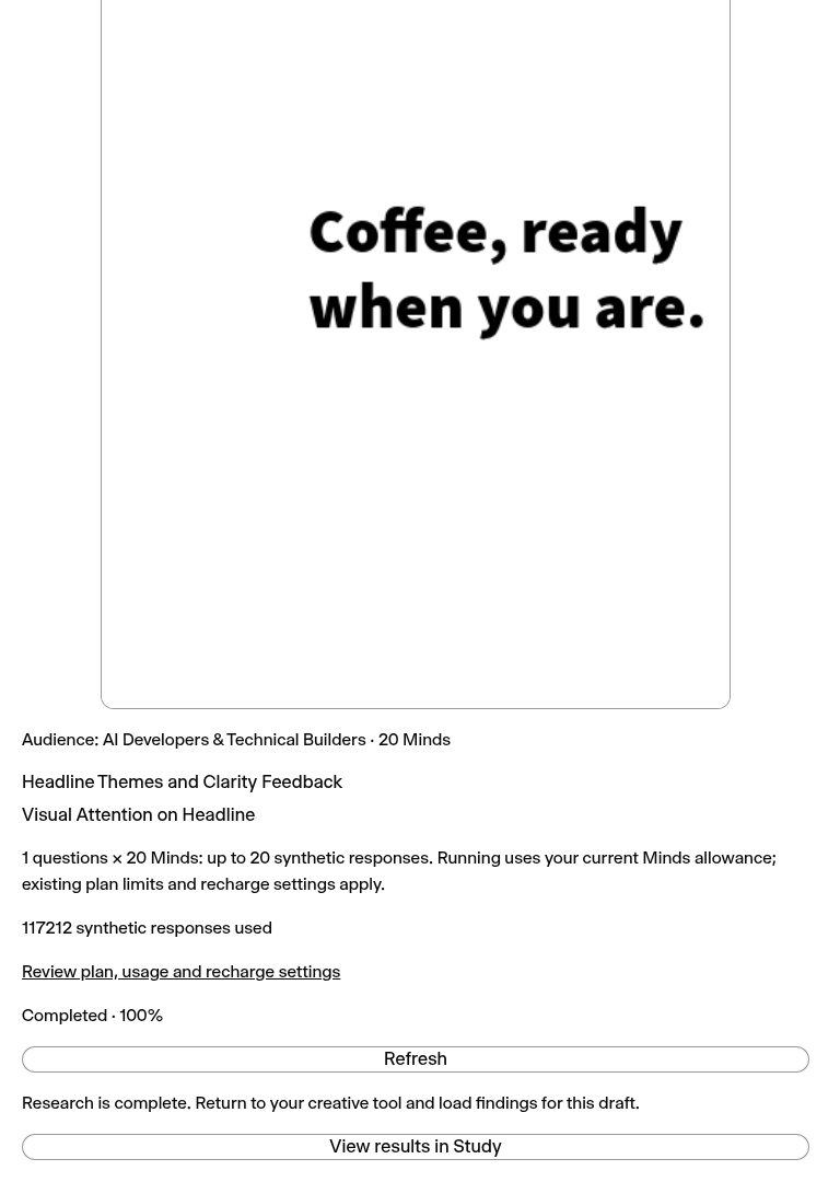 Completed saved research plan in Minds